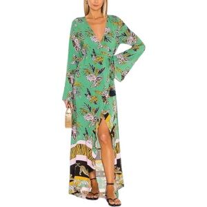 Maaji Herbaceous Moonbow Green Floral Maxi Dress Coverup